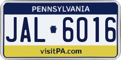 PA license plate JAL6016