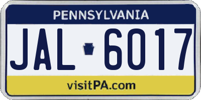 PA license plate JAL6017