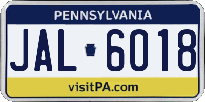 PA license plate JAL6018