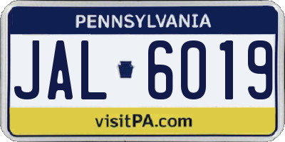 PA license plate JAL6019