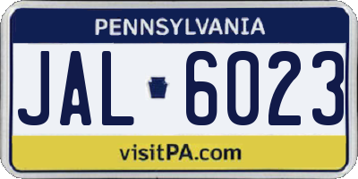 PA license plate JAL6023