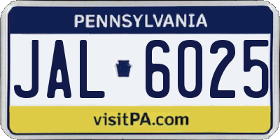 PA license plate JAL6025