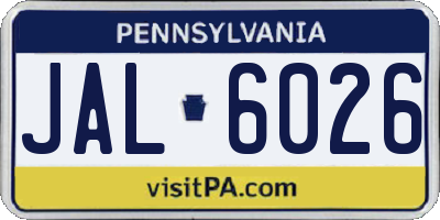 PA license plate JAL6026