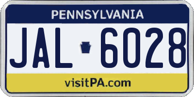 PA license plate JAL6028