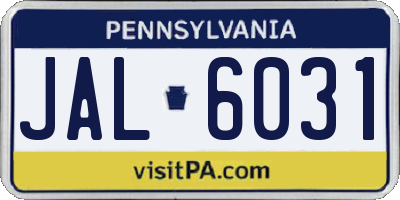 PA license plate JAL6031