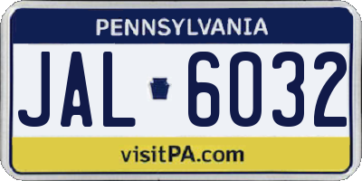 PA license plate JAL6032