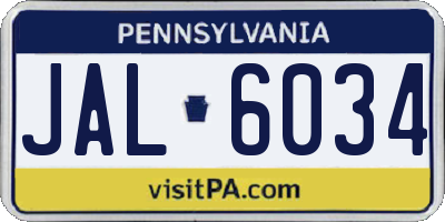 PA license plate JAL6034