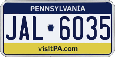 PA license plate JAL6035