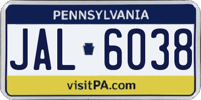 PA license plate JAL6038