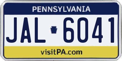 PA license plate JAL6041