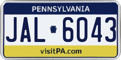 PA license plate JAL6043