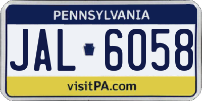 PA license plate JAL6058