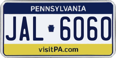 PA license plate JAL6060