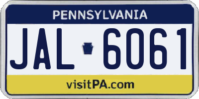 PA license plate JAL6061