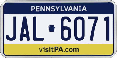 PA license plate JAL6071