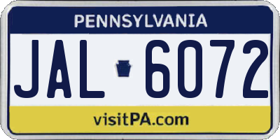 PA license plate JAL6072