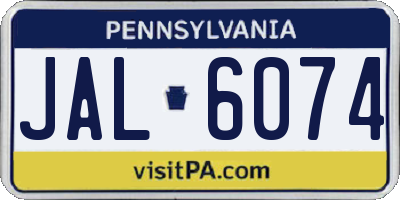 PA license plate JAL6074