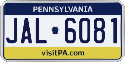PA license plate JAL6081
