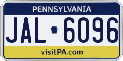 PA license plate JAL6096