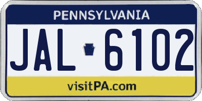 PA license plate JAL6102