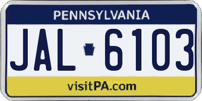 PA license plate JAL6103