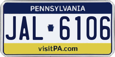 PA license plate JAL6106