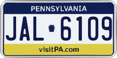 PA license plate JAL6109