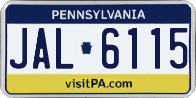PA license plate JAL6115