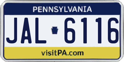 PA license plate JAL6116