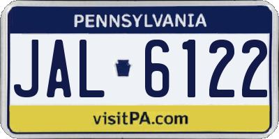 PA license plate JAL6122