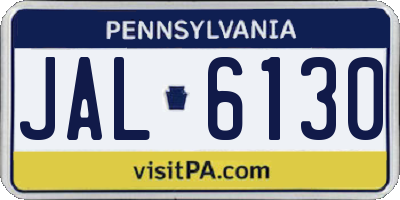 PA license plate JAL6130
