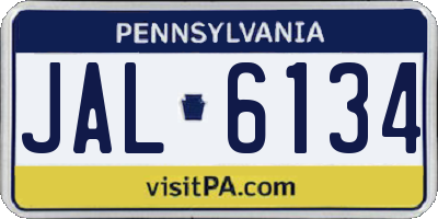 PA license plate JAL6134