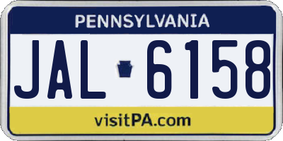 PA license plate JAL6158