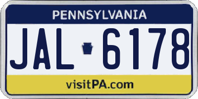 PA license plate JAL6178