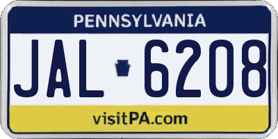 PA license plate JAL6208