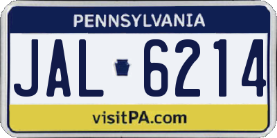 PA license plate JAL6214