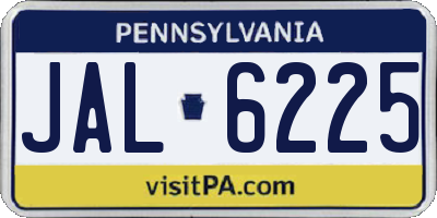 PA license plate JAL6225