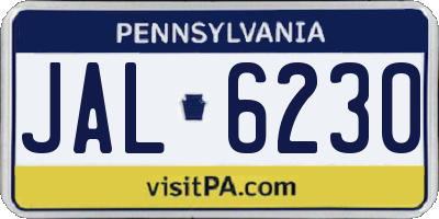 PA license plate JAL6230