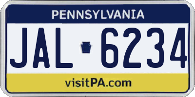 PA license plate JAL6234