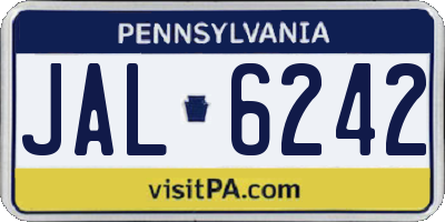 PA license plate JAL6242