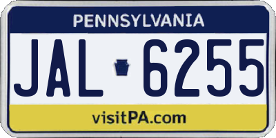 PA license plate JAL6255