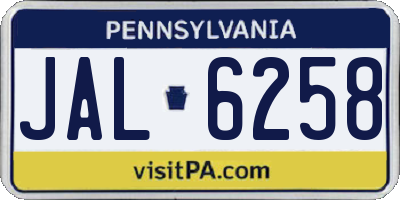 PA license plate JAL6258