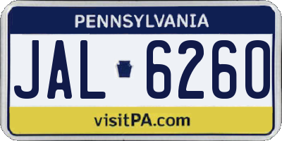 PA license plate JAL6260