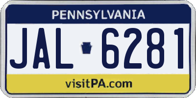 PA license plate JAL6281