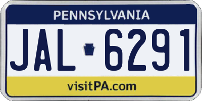 PA license plate JAL6291