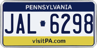 PA license plate JAL6298