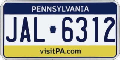 PA license plate JAL6312