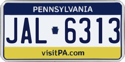 PA license plate JAL6313