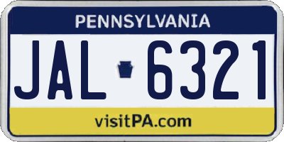 PA license plate JAL6321