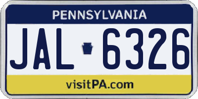 PA license plate JAL6326